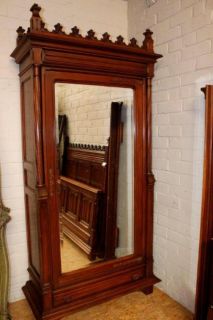 French Gothic Armoire Solid Walnut Single Door Excellent Quality 19th 