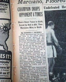 1955 Newspaper Rocky Marciano Archie Moore Heavyweight Boxing Champ 