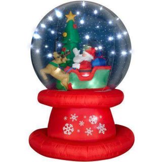 Inflatable Multi Color LED Santa Sleigh Snow Globe Christmas 
