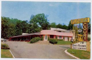 asheville nc 1950s florida court motel postcard