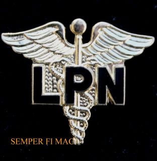 LPN Nurse Hat Pin Gold Overlay US Navy Army Air Force
