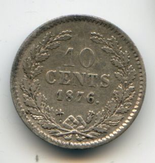 Netherlands Nederland 10 Cents 1876 Silver Silber Argent