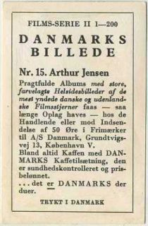 ARTHUR JENSEN Vintage 1936 Danmarks Film Stars Trading Card #15