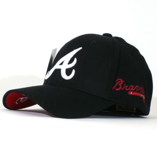 ATLANTA BRAVES Flex Fit Band Hats Baseball Ball Cap Black White