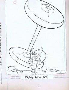 atom ant coloring book original artwork 1966