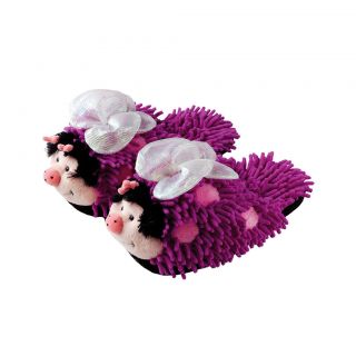 Aroma Home Fuzzy Friends Warm Slippers Purple Butterfly