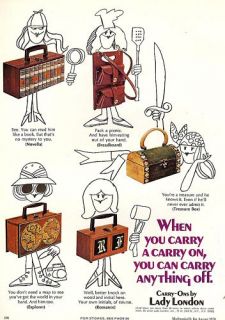 1970 Lady London Carry on Bags Ad Novella Breadboard