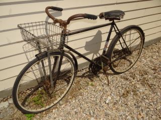 Antique Old Used Columbia Clipper Mens Leather Seat Bike Bicycle with 