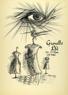 1958 Lithograph Chaim Gross Charcoal Sketch Art Grenelle Couture 