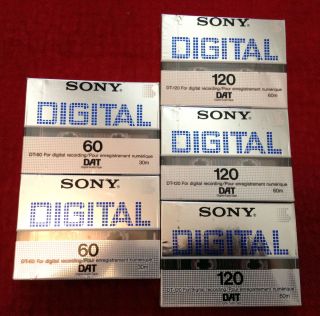 Lot of 5 SONY DT 120 and DT 60 Digital Audio Tape (DAT) Genuine BRAND 