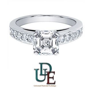 99 Ct F G Asscher Cut Engagement Ring 14k Certified