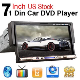 Single 1 DIN 7 Car Stereo DVD Player CD VCD iPod TV MP3 Bluetooth 