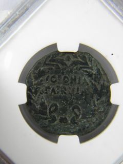 Augustus AE25 Colonia Patricia Inscription in Wreath Reverse NGC F 