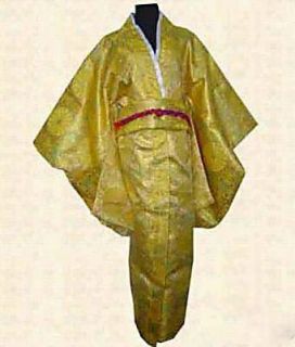 Green Traditional Yukata Japanese Kimono Costume Dress