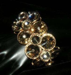 Gorgeous Designer CZ Topaz Golden Crystal Gold Stretch Bracelet $108 