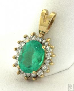 18K Gold Fancy Elegant 2 70ctw Diamond Emerald Pendant