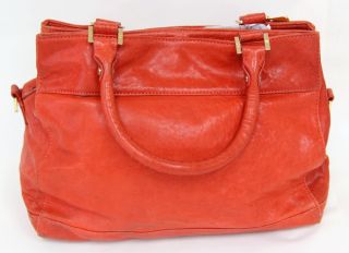 Tory Burch Audra Dark Red Leather Large Satchel Shopper Handbag Purse 