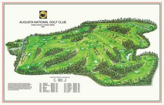 Augusta National Golf Club 1930 Course Map Print