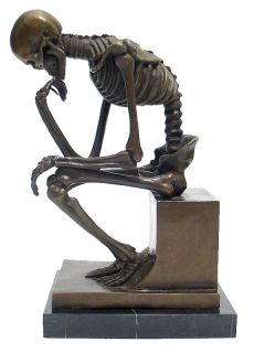 Auguste Rodin Tribute Bronze Sculpture The Thinker Skeleton
