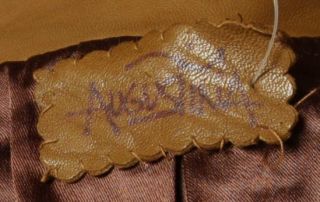 Vintage 80s Butterscotch Tan Augustina Leather Long Length Jacket Sz 