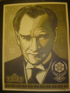   Print Signed Gold Mustafa Kemal Ataturk Obey Banksy kaws Geddes