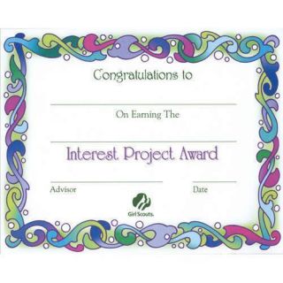 New Girl Scout Interest Project Award Certificate PK 12
