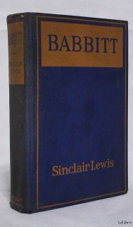 Babbitt   Sinclair Lewis   1st/1st   Second Issue   1922   Nobel Prize 