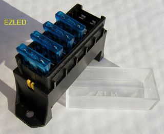 12 Volt 6 Way Fuse Block with 4 x 15 Amp Automotive Blade Fuses Brand 