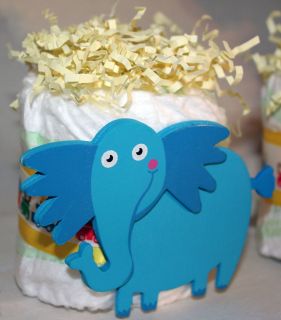   DIAPER CAKE, JUNGLE ANIMAL, elephant, gift, baby shower, diaper, cakes
