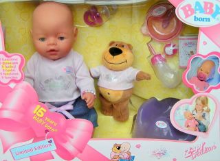 Zapf Birthday Baby Born Magic Eyes Girl Doll Teddy Bear
