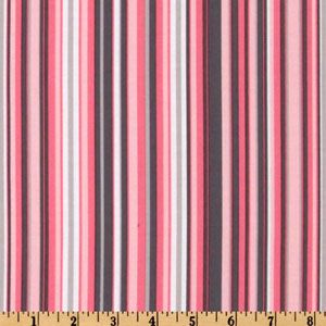 By Yard  Play Stripe Gray Pink Charcoal Grey Michael Miller Fabric 