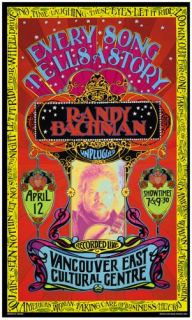 The Guess Who Randy Bachman Show Poster Hand Signed by 60s Artist Bob 