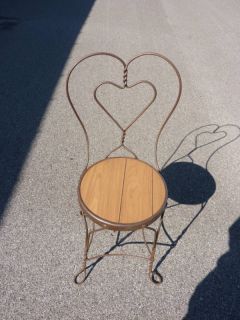 Antique Soda Fountain Wire Chair Heart Back