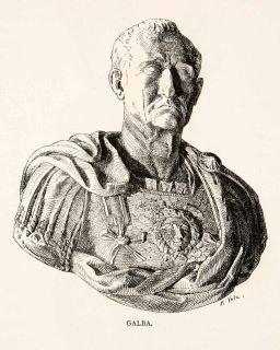   Engraving Bust Sculpture Galba Roman Emperor Servius Caesar Augustus