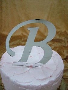 Monogram Cake Topper Initial Mirror Acrylic Letter Reflective 