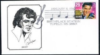 1993 Elvis Presley Richard Axtell Cachet Tupelo Mississippi Postmark 