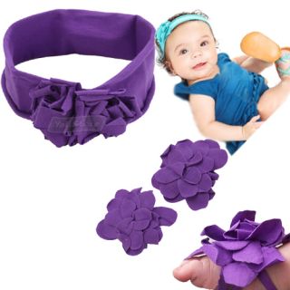 baby boys girls kid purple flower headband baby barefoot socks