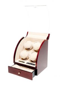 Pangaea Quad 4 Automatic Watch Winder Rotator Wood Storage Box Case 