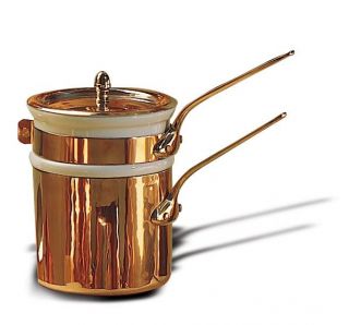 copper bain marie pan w porcelain dish diam 5 1 2