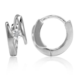 Natural White Sapphire 925 Sterling Silver Baby Huggie Earrings