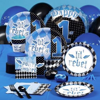    1ST FIRST BIRTHDAY BOY PARTY PACK FOR 8 PARTYWARE PARTY SUPPLIES SET