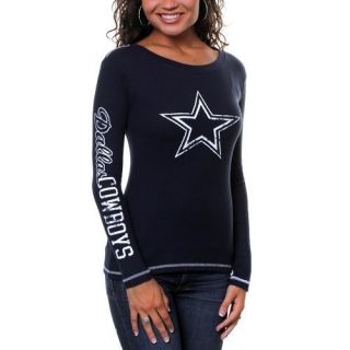 Dallas Cowboys Womens Gameday Thermal Long Sleeve T Shirt Navy Blue 