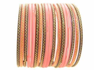 Glass Bangles Belly Dance Indian Sari Bracelets Pink XL