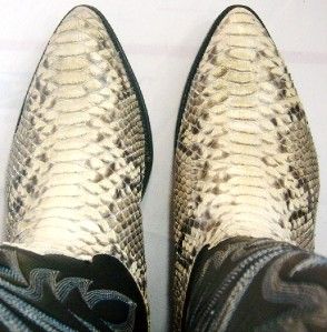 New Code West Python Snakeskin 8 EE Natural Black Leather Cowboy Boot 