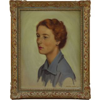 Malcolm Haylett 1950s Elegant Sophisticated Woman Lady Portrait Oil 