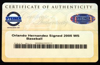 Orlando Hernandez Signed Duke Autographed 2005 World Series Baseball 