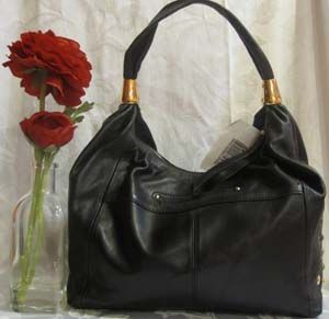 Makowsky Barbara Hobo Handbag Black Genuine Leather