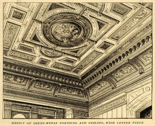 1889 Print Bakewell & Mullins Sheet Metal Ceiling Cornice Salem OH 