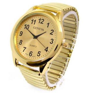 Gold GL Large Size Geneva Womens Stretch Band Watch