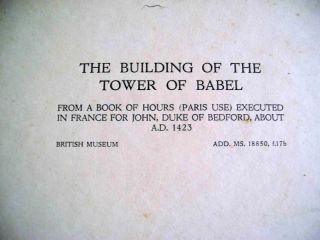 Vintage Color Print Tower Babel British Museum Illumina